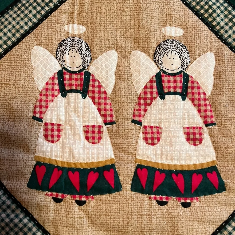 Festive Holiday Quilt with Snowman and Angel Design-Handmade